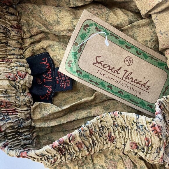 Vintage Sacred Threads Patchwork Embroidery Floral Patchwork Skirt Deadstock NWT - Picture 4 of 4